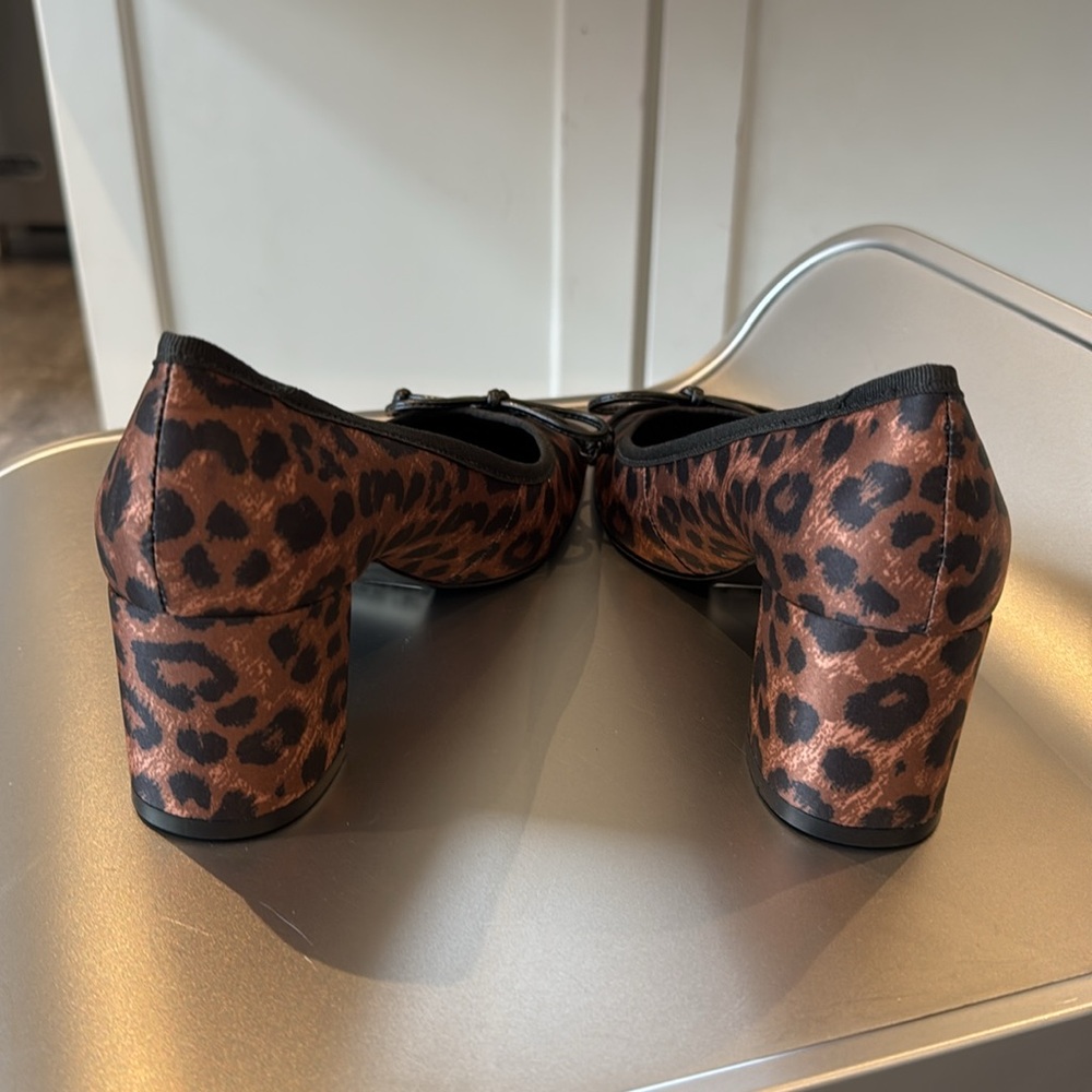 NWT SCHUTZ ARISSA BLOCK LEOPARD SATIN PUMP. 37/7 - Picture 4 of 9